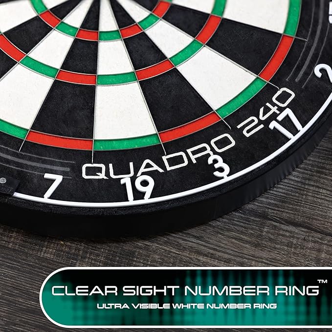 Harrows Dart Board Quadro I Unique and Exclusive 3 Scoring Zones I Ultimate Challenge 240 Maximum Score I Darts Board with Ultra Thin Knife Wire I Compatible with Dart Board Stand, Dart Board Lighting-StrideForce Fitness