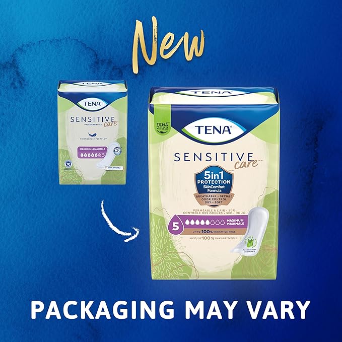 TENA Sensitive Care Maximum Absorbency Incontinence Pads for Women, Bladder Control Pad, Long Length, 39 Count (Packaging May Vary)