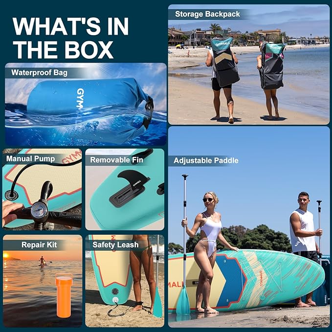 Paddle Board, Inflatable Stand Up SUP Paddle Boards for Adults & Youths of All Skill Levels, Wide & Non-Slip Deck Design Blow Up Paddleboards with Premium Accessories & Storage Bag-StrideForce Fitness