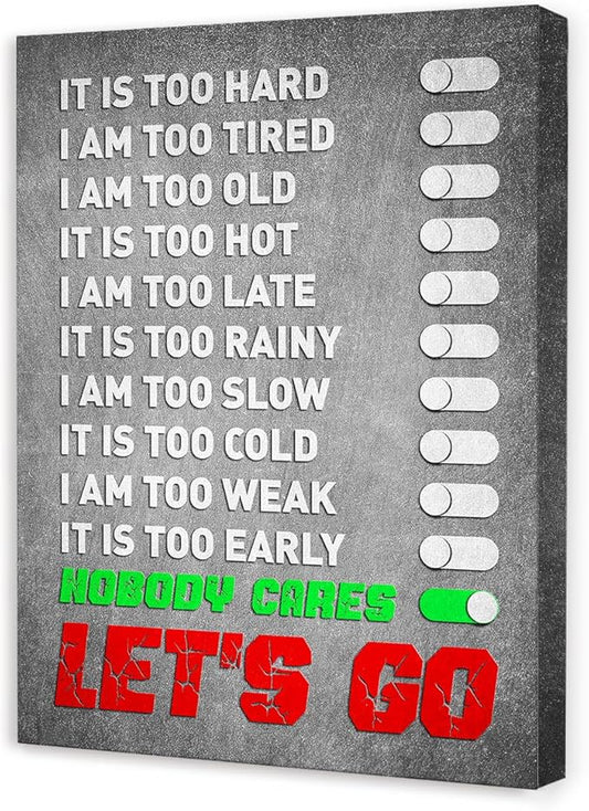Gym Quotes Wall Art,Inspirational Workout Wall Decor,Let's Go Canvas Wall Art for Home Gym Exercise Fitness Room-StrideForce Fitness