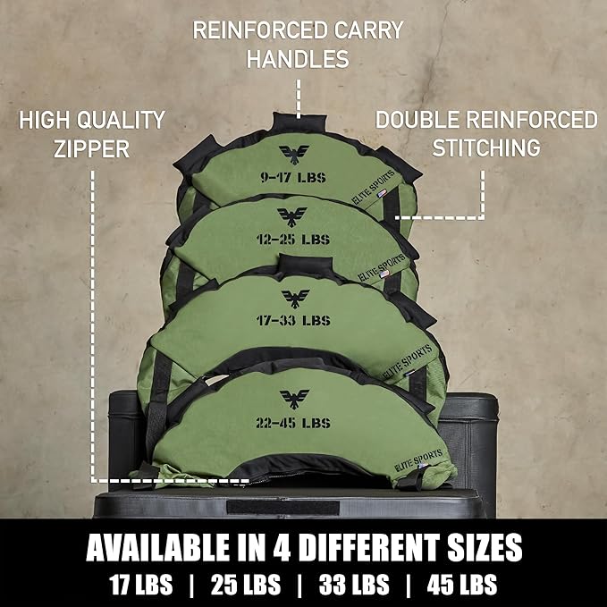 Elite Sports Bulgarian Canvas Bag, Fitness Canvas MMA Gym Cross Workout Training Sandbag 17, 25, 33, 45 lbs (UNFILLED)-StrideForce Fitness