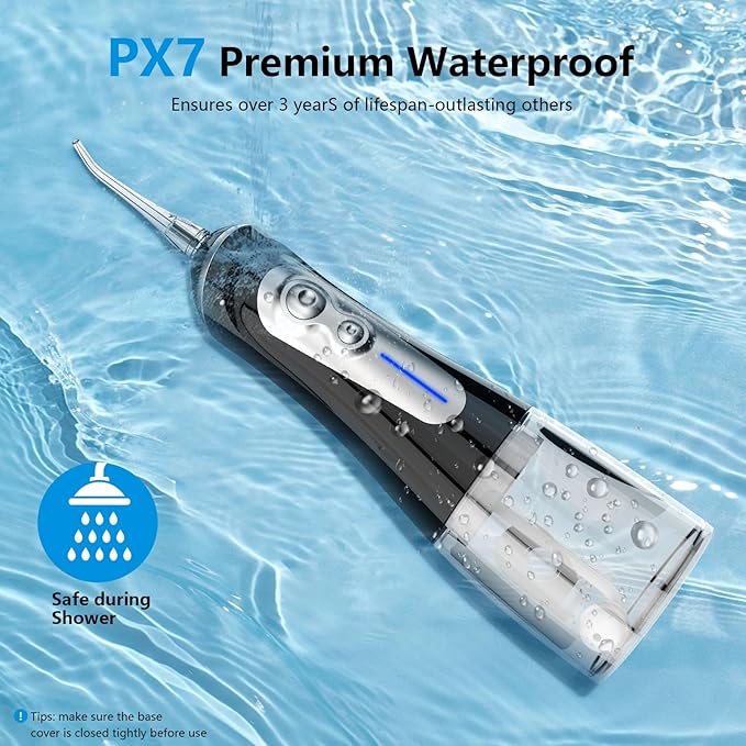 NBGRLVS Water Dental Flosser Cordless - Rechargeable IPX7 Waterproof Teeth Pick Flossing Cleaner,Portable 320ml Tank 6-Mode Oral Irrigator for Teeth/Braces/Tongue,Storage Box for Travel & Home