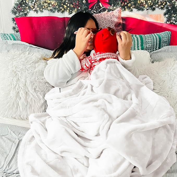 Bedsure Fleece Blankets Queen Size White - Bed Blanket Soft Lightweight Plush Fuzzy Cozy Luxury Microfiber, 90x90 inches-StrideForce Fitness