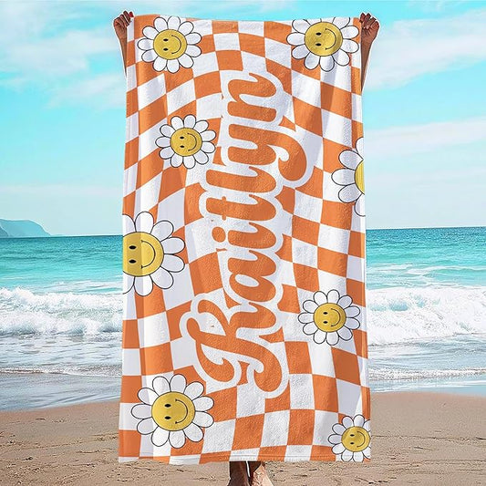 JML Personalized Beach Towel with Name, Custom Flower Beach Towel, Customized Microfiber Pool Towel, Quick Dry & Absorbent Swim Towel for Adult,Anniversary, Birthday, Summer Holiday,Vacation-StrideForce Fitness