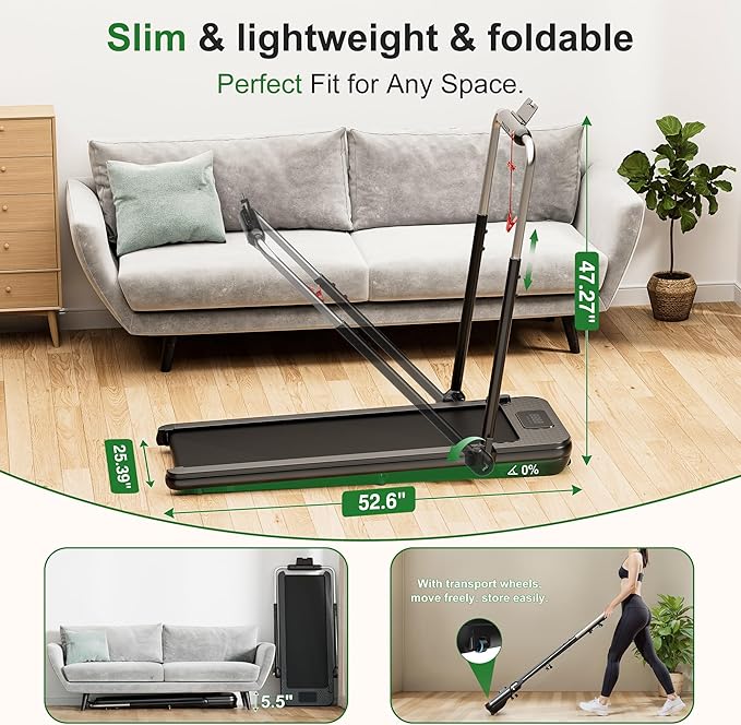 WELLFIT Walking Pad Treadmill with 10% Auto/Manual Incline for Home Office Apartment– 360 LBS Capacity, Under Desk Treadmill with Hiking Climbing Mode for Efficient Fat-Burn, Wide Running Belt-StrideForce Fitness