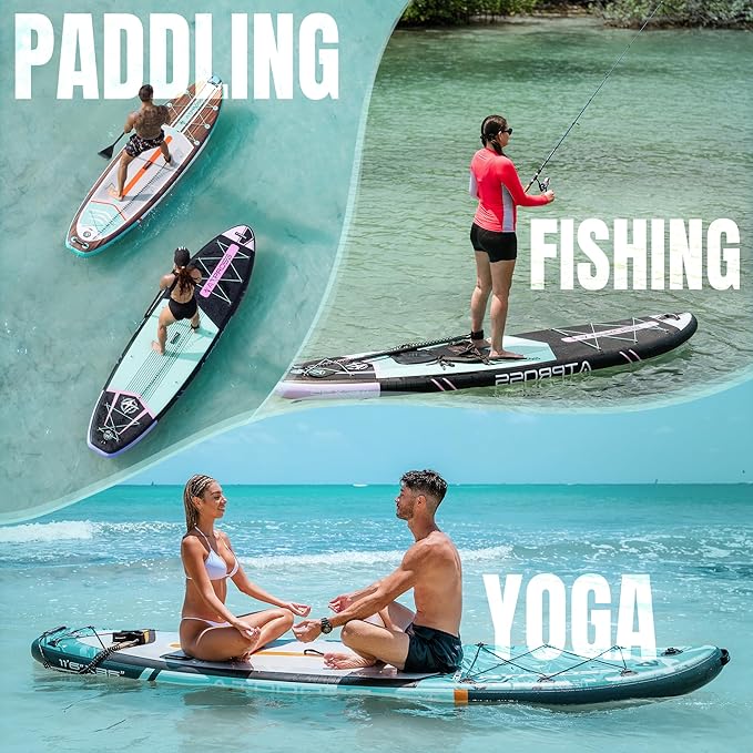 11'6"x35" Inflatable Paddle Board, 450lbs Extra Wide Stand Up Paddleboard for Adults with Premium SUP Accessories Kit & Backpack, Blow Up Kayak Non-Slip Stable Deck Boat for Yoga Fishing Surf-StrideForce Fitness