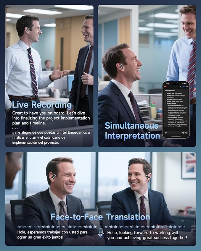 AI Translation Earbuds Real Time 144 Language Translator Earbuds for iPhone and Android Translation Headphones Translating Device for Travel Business Learning with Charging Case-StrideForce Fitness