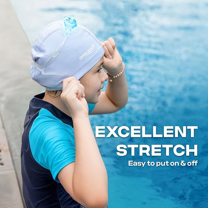 COOLMATE Fabric Swim Cap for Adult Women Men Kid 3 4 6 8 14 16, Silicone Water Resistant Layer, Cloth Swim Cap Gifts for Swimmers, Lightweight for Pool, Lap Swimming (1 pc)-StrideForce Fitness
