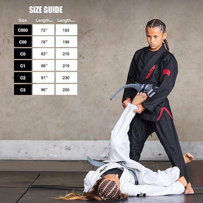 Elite Sports Kids Brazilian Jiu Jitsu Belts Preshurunk Martial Arts Youth BJJ Belts for Girls & Boys with BJJ Ranking Stripes-StrideForce Fitness