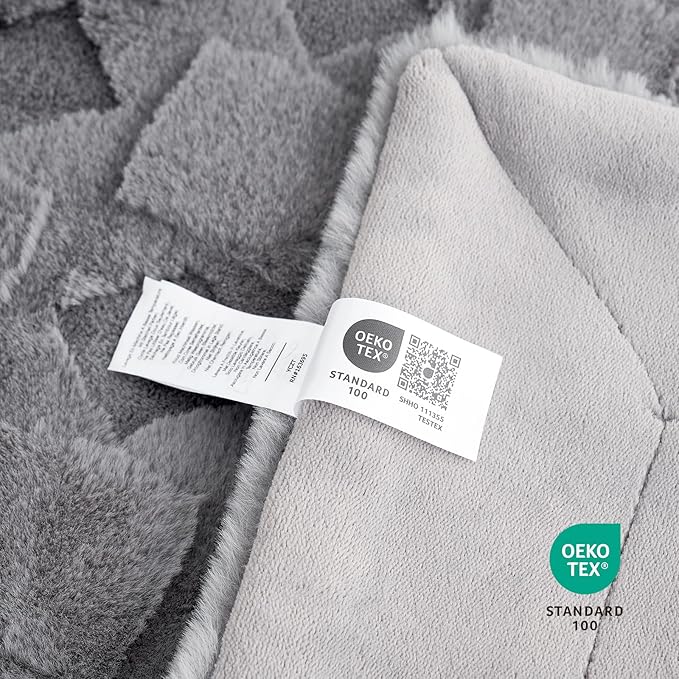 Cozy Bliss Faux Fur Throw Blanket for Couch - Soft Checkered Fuzzy Cozy Throw Gift Blankets for Women,Grey Blanket for Sofa Bedroom Living Room.(60 * 80 Inches,Grey)-StrideForce Fitness