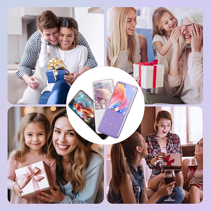 AGPTEK 64GB MP3 Player with Bluetooth, M3 2.4 inch Music Player with Speaker and FM Radio, Touch Buttons, Supports Up to 128GB(Purple)-StrideForce Fitness