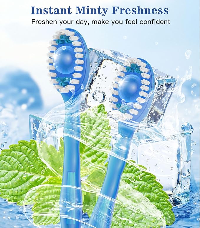 48 Pack 5 in 1 Disposable Mini Toothbrushes with Toothpaste, Floss, Pick & Tongue Scraper, Individually Wrapped, Portable Toothbrush Travel Set for Kids Adults, Mint Flavor