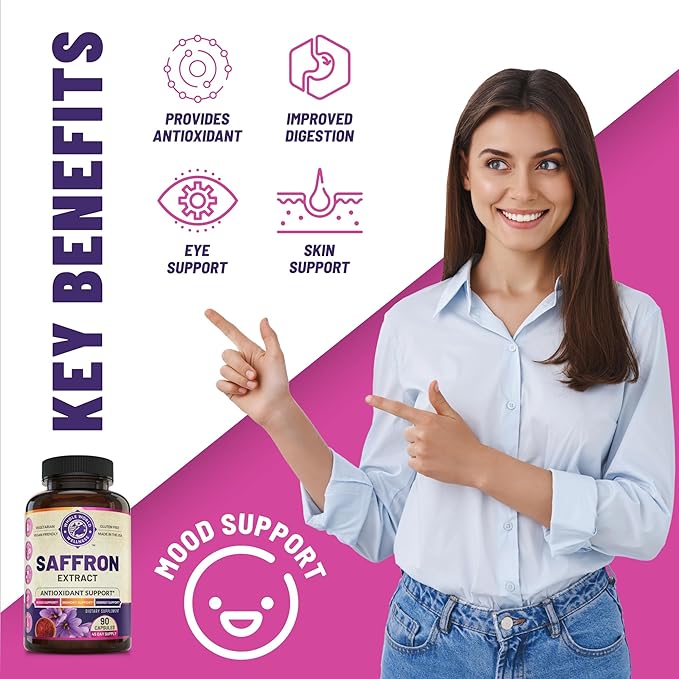 100% Pure Saffron Extract - Supports Weight and Appetite Health, Mood, Focus, Memory, Digestion, Eye, Skin and Brain Health. NSF Certified Saffron Supplements for Women and Men, 45-Day Supply.-StrideForce Fitness