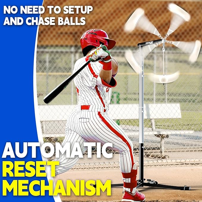 Batting Tee with Tethered Ball – Adjustable 20" to 45" Baseball & Softball Hitting Trainner – Metal X-Base with 4 Ground Stakes & 2 Sandbags for Maximum Stability – Swing Trainner for All Ages-StrideForce Fitness