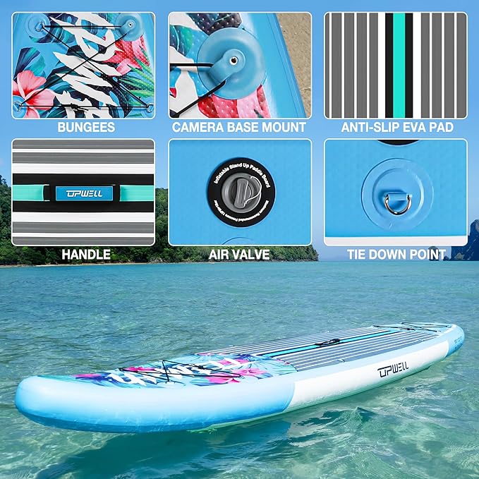 UPWELL 10'6"/11'/11'6" Inflatable Paddle Board, Stand Up Paddlboard for Youth & Adults, Stable Design, Premium SUP Accessories, Backpack, Leash, Hand Pump, Fins-StrideForce Fitness