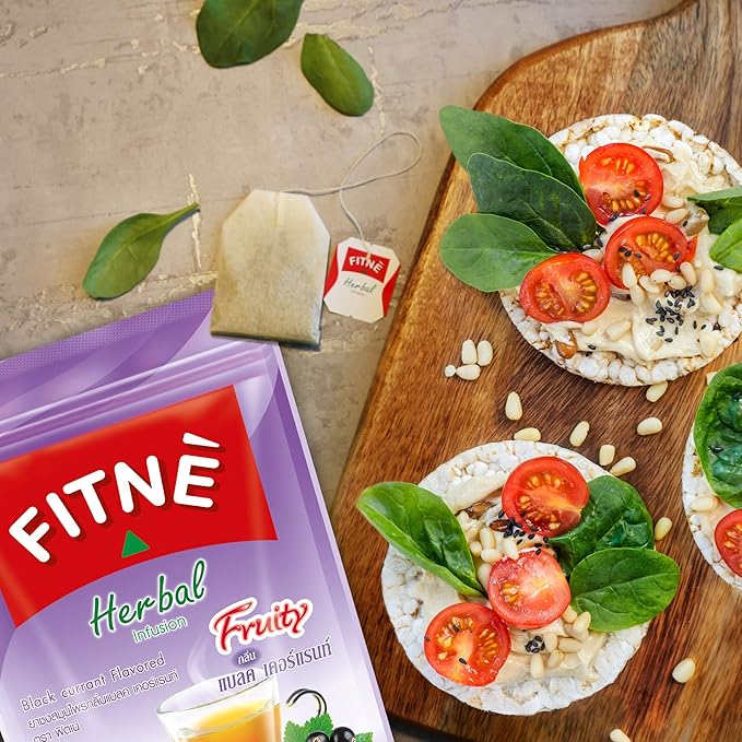 FITNE Black Currant Herbal Green Tea Fruity Garcinia Senna Infusion Gentle Detox Cleansing Boost Antioxidant Wellness Tea No Calories, 15 Tea Bags-StrideForce Fitness