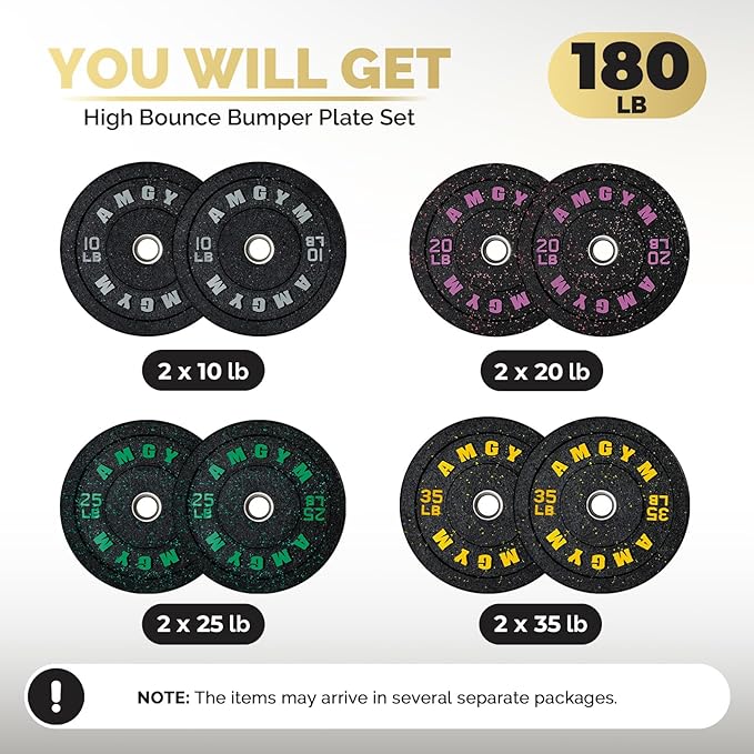 2 Inch Bumper Plates，10-500lbs，Barbell Rubber Olympic Weight Plates Set for Home Gym, Strength Training & Weight Lifting, Multiple Options Colors-StrideForce Fitness