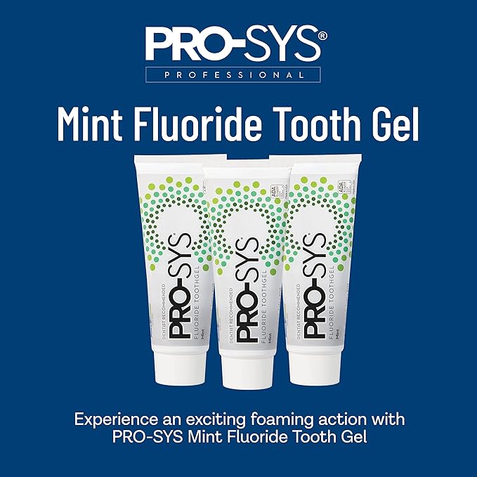 PRO-SYS® Mint Fluoride Toothpaste Gel, ADA Approved, Prevents Cavities, Gingivitis, and Plaque, Pack of 3