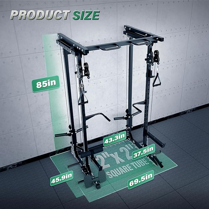 MAJOR FITNESS Drone3 Power Rack, Multi-Function Home Gym Squat Rack with Pull-Up Bar, Cable Crossover & J-Hooks, Heavy-Duty Steel Frame for Maximum Stability & Strength Training-StrideForce Fitness