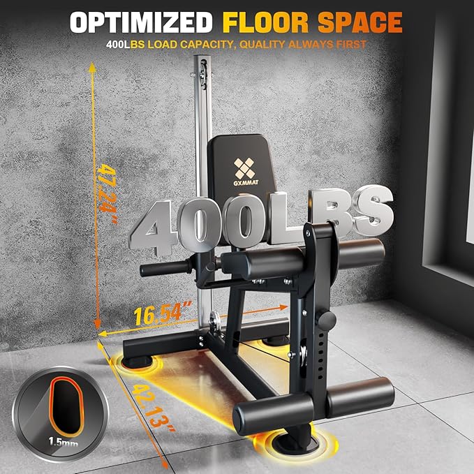 GXMMAT Leg Extension and Curl Machine - Professional Lower Body Workout Equipment for Home Gym, 400lbs Capacity with Adjustable Backrest & Leg Roller, Compact Design (47.24"x42.13"x16.54")-StrideForce Fitness