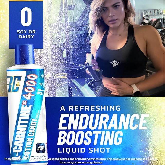 Ronnie Coleman Signature Series L Carnitine XS 4000 Liquid, Stimulant Free, Sugar Free, Zero Carbs, Lean Muscle Strength Support for Men & Women, 16 Oz (16 oz, Cotton Candy (4000))-StrideForce Fitness