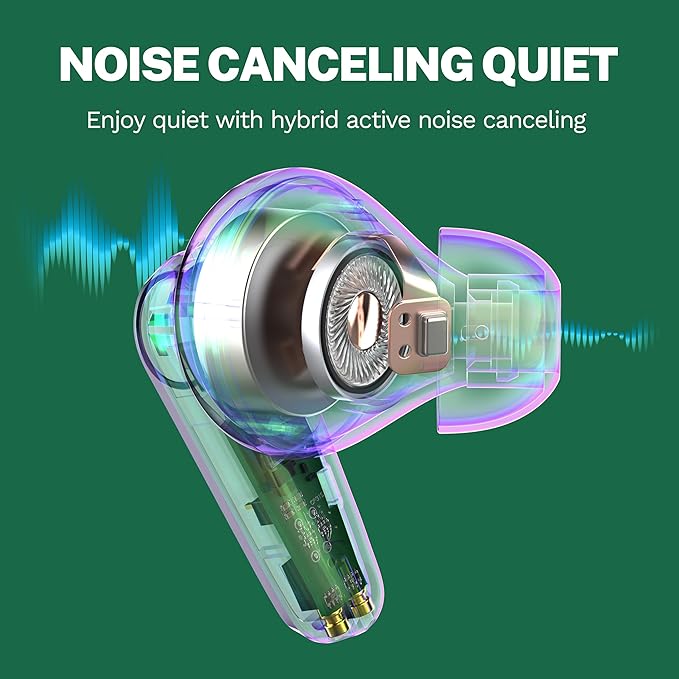 JLab Go Pods ANC True Wireless Bluetooth Earbuds & Charging Case, Hybrid Active Noise canceling + Be Aware for Safe Listening, 26+ Hours Total Playtime, Clear Calls, Custom Sound via App, Sage-StrideForce Fitness