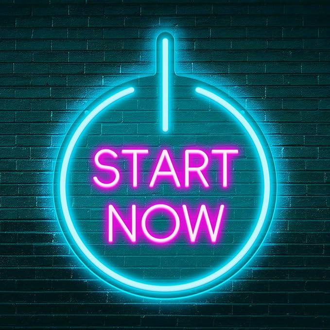 Start Now Neon Sign USB Powered with Dimmable Switch for Wall Background Decor Start Now Light Up Sign Neon for Office Gym Home Parties Decor Gift for Entrepreneurs Graduation 11.02 * 13.39In-StrideForce Fitness