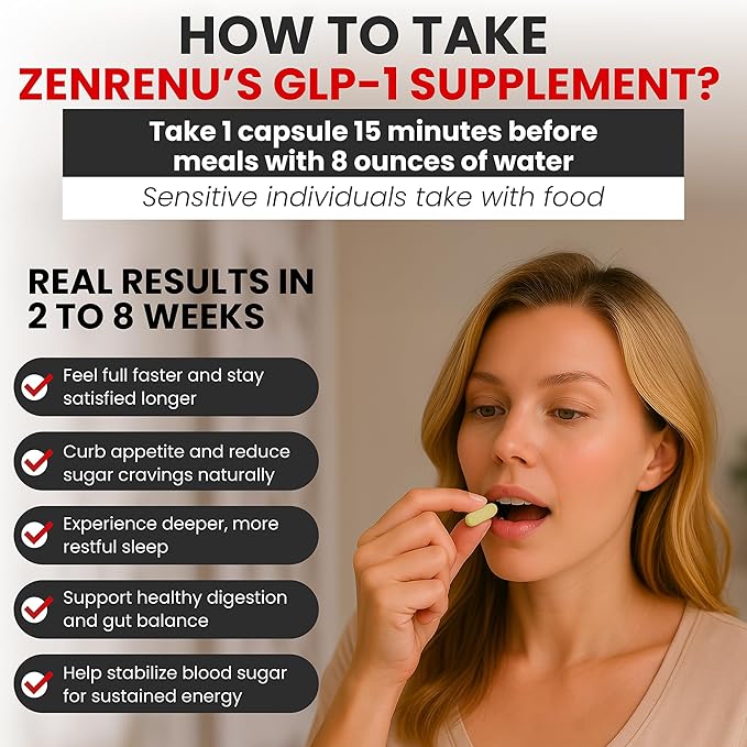 Zenrenu GLP-1 Supplement for Women-Natural Appetite,Craving & Loss Support – Akkermansia Probiotic, Super Berberine & Cinnamon,11-in-1 Gut & Metabolism Support - GLP1 Activate -60 Vegan Caps-StrideForce Fitness