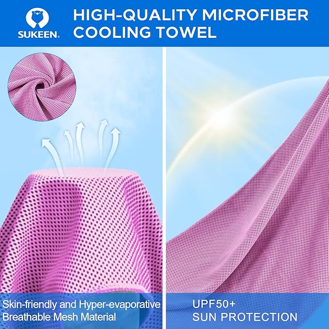 Sukeen Cooling Towel,Instant Evaporative Cooling for Sports,Yoga,Golf,Gym,Neck,Workout and More(40”x 12”)-StrideForce Fitness
