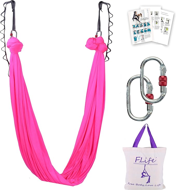 F.Life Aerial Silk Yoga Hammock & Swing for yoga Inversion,Strength training,starter hardware kit-StrideForce Fitness