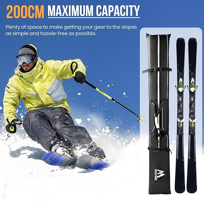 Ski Bag and Boot Bag Combo,Padded Ski Bag Set for Air Travel,Snow Ski Bags for Adults,Water- resistant Ski Boot Bag Fits for Skis Up to 200 CM and Boots Up To Size US13-StrideForce Fitness