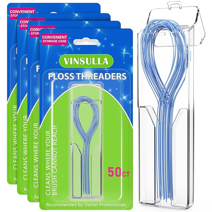 Floss Threaders for Braces, Bridges, and Implants (50 Count (Pack of 4))