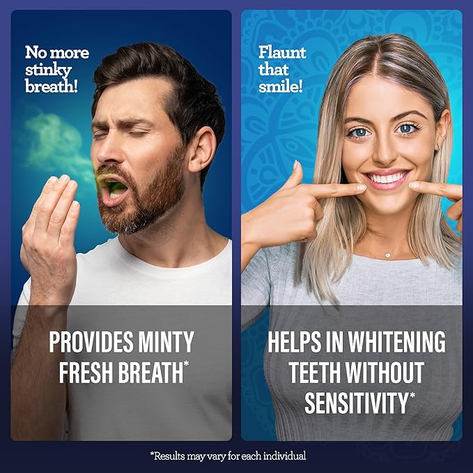 GuruNanda Teeth Whitening Dual Barrel Oxyburst Mouthwash - Alcohol & Fluoride Free, Hydrogen Peroxide to Promote Whiter Teeth - Wild Mint - 20 Fl Oz