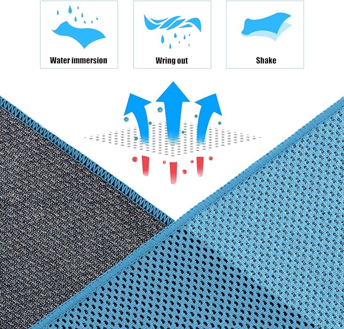 Biange Cooling Towel (Pack of 20, 40"x12") with Pouches for Sports, Workout, Fitness, Gym, Yoga, Golf, Pilates, Travel, Camping & More-StrideForce Fitness