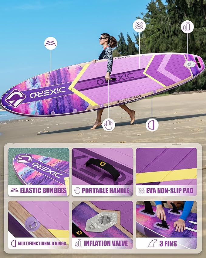 Inflatable Stand Up Paddle Board with SUP Accessories, Anti-Slip EVA Deck, 11'*33" Inflatable Paddle Boards for Adults & Youth of All Skill Levels-StrideForce Fitness