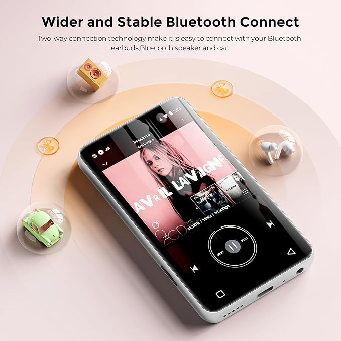 Innioasis MP3 Player with Bluetooth and WiFi, 160GB MP3 Player with Spotify for Kids, 4" Touch Screen Android MP3 MP4 Player with Pandora,Amazon Music,Audible,Libby,Audiobooks(White)-StrideForce Fitness