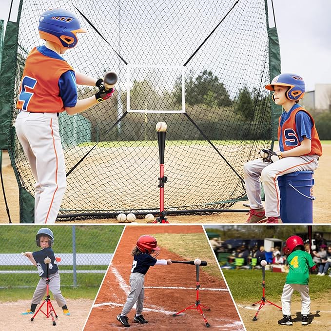Baseball Tee Batting Tee Softball Tee Portable Travel Hitting Tee,Easy Adjustable Height,Stable Tripod Stand-StrideForce Fitness