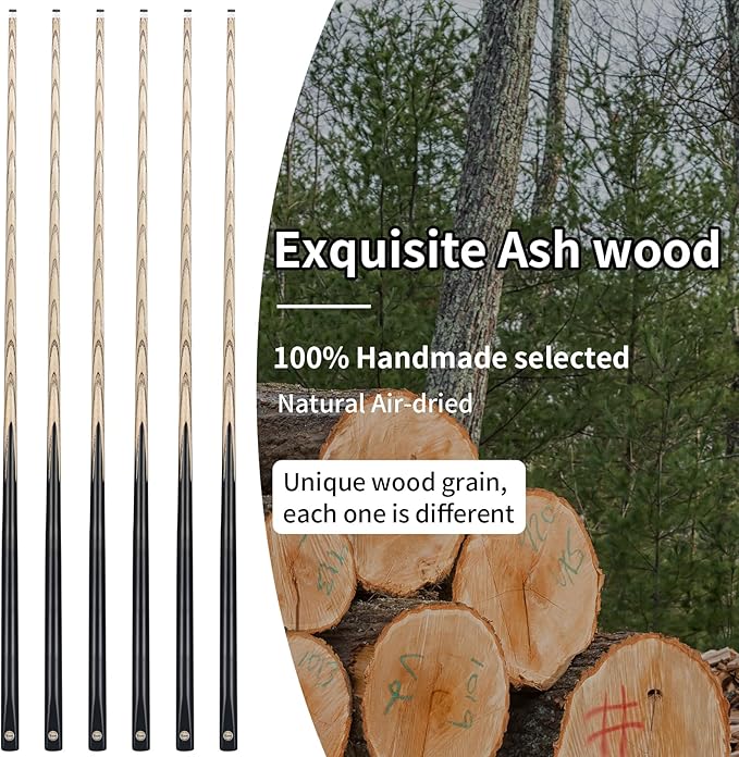 Kmise Pool Cue Sticks, 41"/57??58" Hardwood Pool Cue Set of 4/6/8, 13OZ/20OZ with 13/10 MM Brass Tips, Table Billiard Cue Stick for Bar, Home, Billiard Room-StrideForce Fitness