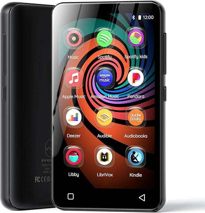 160GB MP3 Player with Bluetooth and WiFi, innioasis Music Player with Spotify,Pandora,Amazon Music,4" Touch Screen Android MP4 MP3 Player for Kids with Libby,Audible,Spotify Kids(Black)-StrideForce Fitness