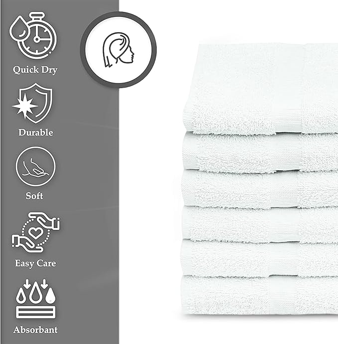 GOLD TEXTILES 36 Pack White Small Bath Towels 20x40 Inches - Cotton Blend Economy Cheap Bulk Bath Towels for Commercial Uses, Gym, Salon, Spa & Hair - Lightweight Quick Drying (36 White)-StrideForce Fitness