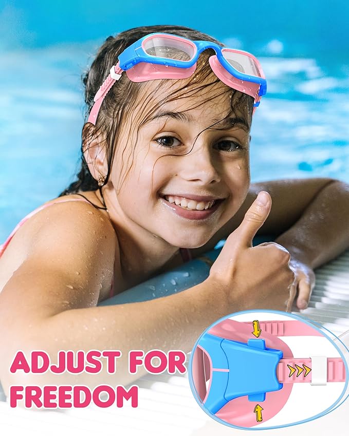 Kids Swim Goggles,Swimming Goggles for Kids 6-14, Anti-Fog UV Protection Pool Glasses for Boys Girls-StrideForce Fitness