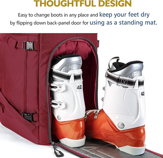 Unigear Ski Boot Bag, 50L Ski Boot Travel Backpack for Ski Helmet, Goggles, Gloves, Skis, Snowboard & Accessories (Red)-StrideForce Fitness