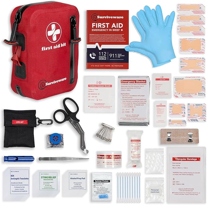Surviveware 98-Piece Waterproof Premium First Aid & Survival Kit - Comprehensive Emergency Preparedness Gear for Camping, Hiking, Backpacking, and Outdoor Adventures-StrideForce Fitness