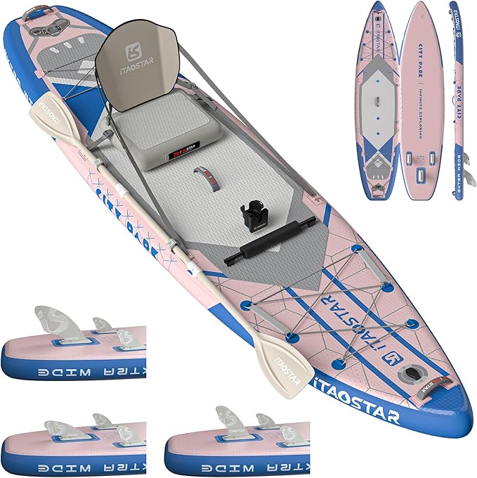 City Park 12'×35" Extra Wide Paddle Board with Seat, One-Stop Premium SUP Board Gears, Tailored 5 Fins, Stable Inflatable Stand Up Paddle Boards for Youth/Adults of All Levels-StrideForce Fitness