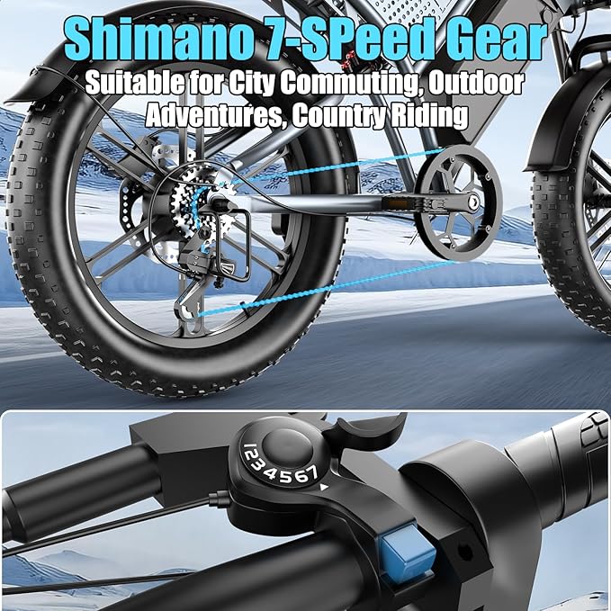 Electric Bike for Adults 1500W Motor 20" Fat Tire All-Terrain E-Bike 60-75 Miles 32MPH Electric Dirt Bike for Road Sand Mountain Snow - 48V 20AH Battery Powered Electric Motorcycle-StrideForce Fitness