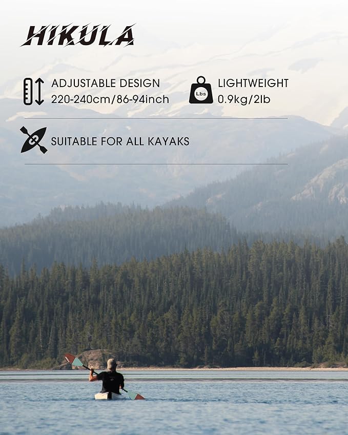 Adjustable Kayak Paddle with Carbon Shaft and PP Blade Available in 220-230/220-240/230-250cm Floating Lightweight Kayak Oars with Original Pattern-StrideForce Fitness