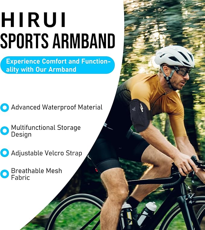 HiRui Universal Comfort Armband Phone Holder Running Armband Adjustable Wristband Phone Holder for Exercise Workout Compatible with iPhone 16/15/14/13/Plus/Pro Samsung Galaxy All Phones (Black)-StrideForce Fitness