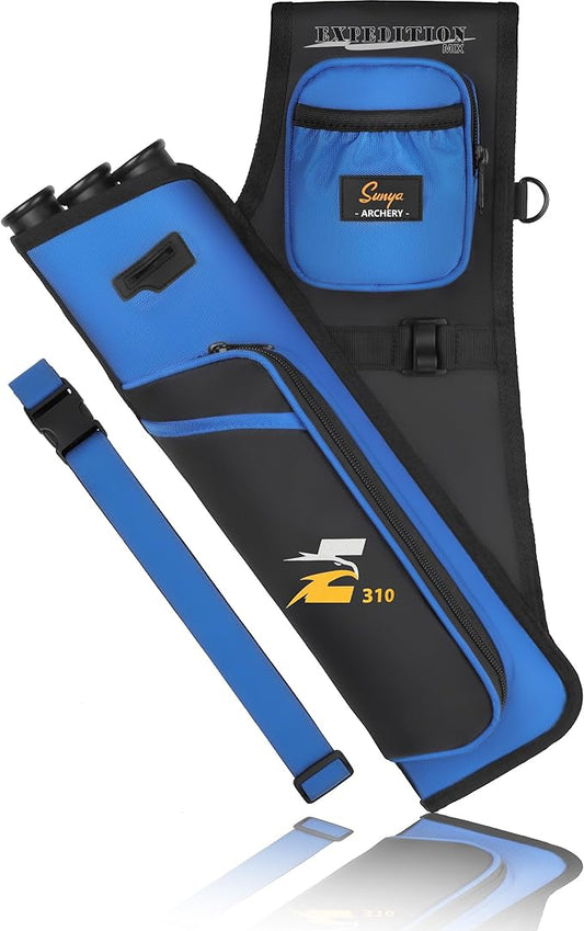 SUNYA Archery Hip Quiver for Arrows. Includes 3 Tubes Arrow Holder, Accessories Pockets and Waist Belt. Fit for Compound and Recurve Bow Practice.-StrideForce Fitness