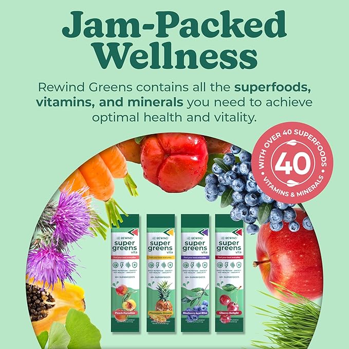 Best Tasting Vita Variety Sample Stick Pouch - Super Greens Powder Packets - Delicious Green Juice Drink Mix with Amazing Flavor - Over 40 Superfoods - Variety Pack-StrideForce Fitness