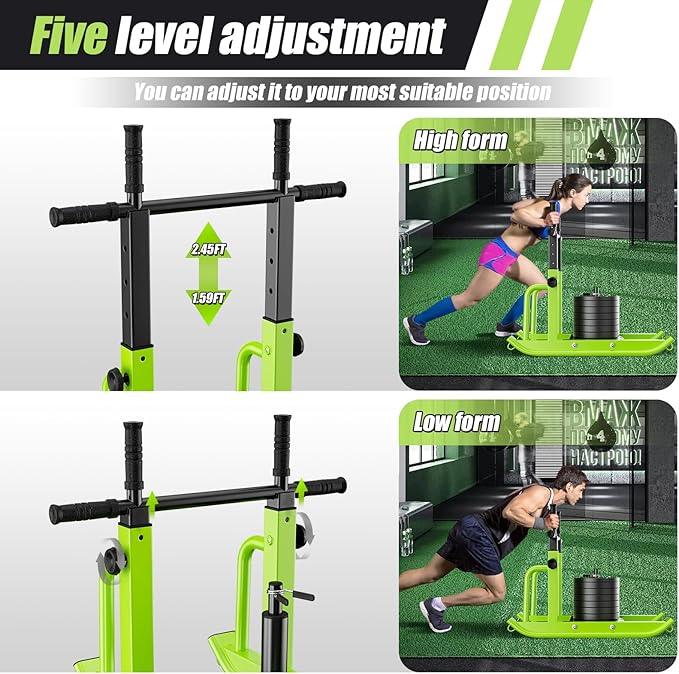 Weight Sled Adjustable Height - Weight Training Pull Sled Gym Equipment for Fitness Strength & Speed Training-StrideForce Fitness